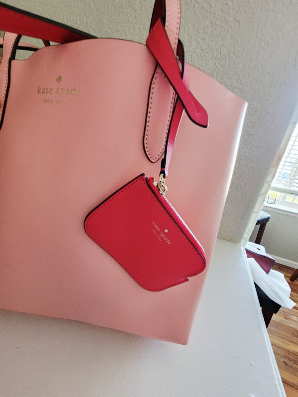 New Kate Spade Ava Reversible Pink & Dark Pink Tote Bag Purse - Picture 8 of 9